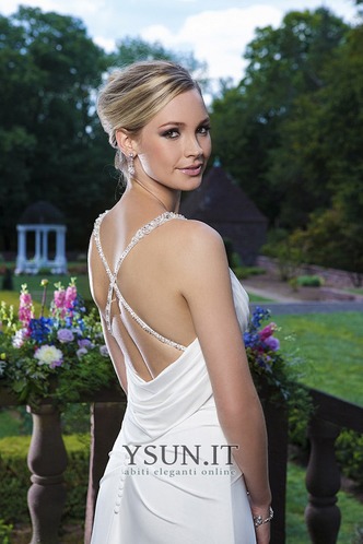 Abito da sposa Pieghe tradizionali Chiffon Tubino Naturale Spaghetti spalline - Pagina 4