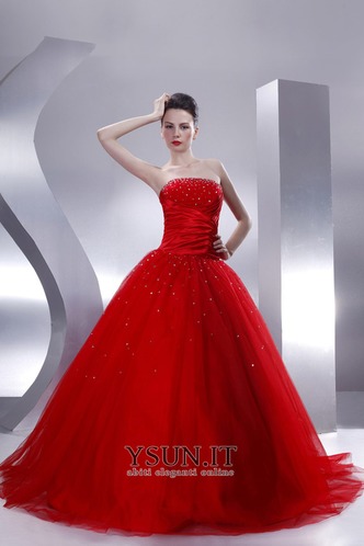 Abito da ballo Senza Maniche Rosso Principessa Stellato Tulle Mezza Coperta www.dsun