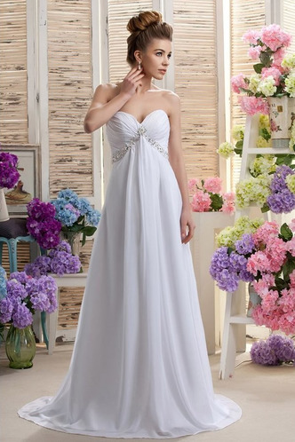 Abito da sposa Chiffon Tipo standard Cintura di perline Increspato - Pagina 1