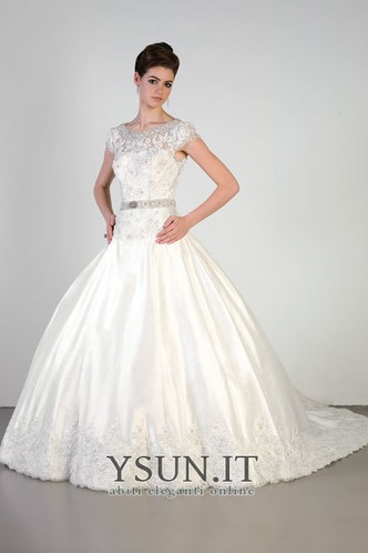 Abito da sposa Pizzo Naturale Ball Gown Lungo Mezza Coperta Cinghia in rilievo - Pagina 1