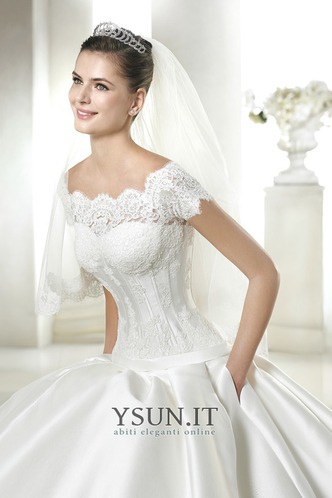 Abito da sposa Cappellini Lungo Applique Bateau Bassa A-Line - Pagina 3