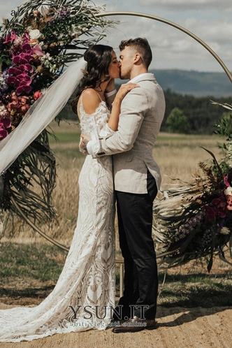 Abito da sposa Petite Cerniera Spaghetti spalline Treno di spazzata - Pagina 4