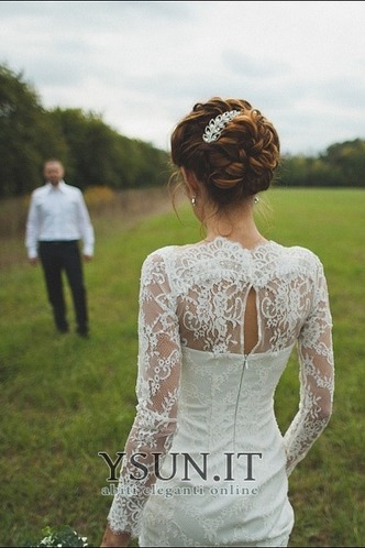 Abito da sposa Pizzo Tubino in pizzo Maniche Lunghe Primavera Quanto - Pagina 7