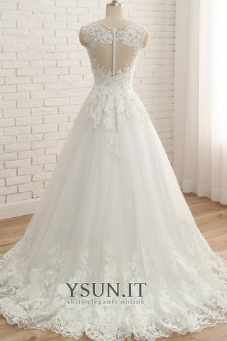 Abito da sposa Vintage Inverno Breve treno V-Scollo Naturale Pizzo - Pagina 2