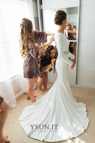 Abito da sposa Fuori dalla spalla Breve treno Naturale Perline Eleganti - Pagina 2