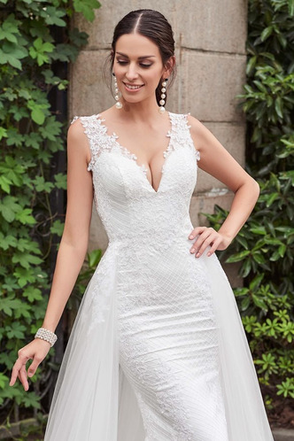 Abito da sposa Sexy Pizzo Gonna lunga all'aperto Naturale Senza Maniche - Pagina 5