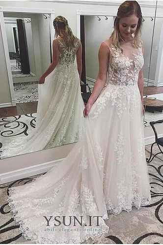 Abito da sposa Triangolo Invertito Treno di spazzata Tulle Pizzo Overlay - Pagina 1