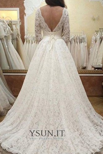 Abito da sposa Pizzo Gonna lunga Eleganti Bow accentati Maniche Lunghe - Pagina 2