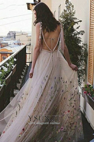 Abito da sposa Treno di spazzata Spiaggia Schiena Nuda Romantici A-Line - Pagina 6