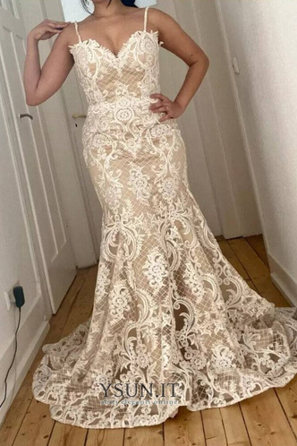 Abito da sposa Eleganti Applique Pizzo Senza Maniche Cappella treno - Pagina 4