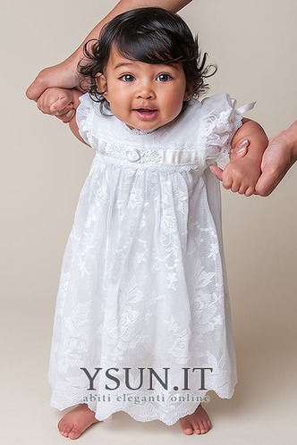 Abito cerimonia bambina Maniche Corte Alta Coperta Rosette Ornamento tessuto - Pagina 1