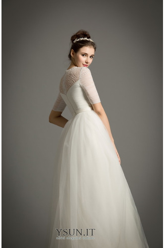 Abito da sposa Festoni Tulle decorato Mezze Maniche Eleganti Cerniera - Pagina 3