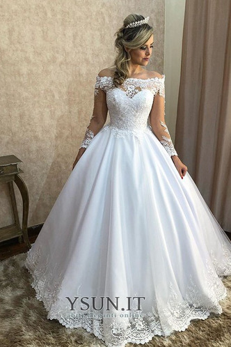 Abito da sposa Pizzo Quanto Maniche Lunghe A-Line Lungo Formale - Pagina 3