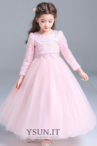 Abito cerimonia bambina Oscillare Primavera Lace Coperta A-Line Naturale Pizzo - Pagina 1