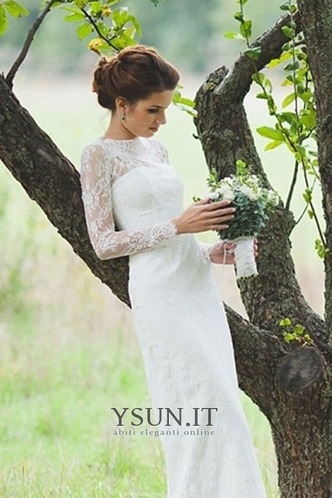 Abito da sposa Pizzo Tubino in pizzo Maniche Lunghe Primavera Quanto - Pagina 4