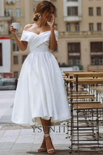 Abito da sposa Semplici Cappellini a linea Bendaggio Naturale Fuori dalla spalla - Pagina 1