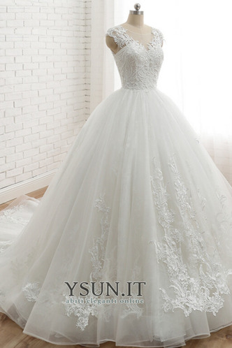 Abito da sposa Tipo standard Naturale Allacciato A-Line Lungo Scollo a v V - Pagina 3