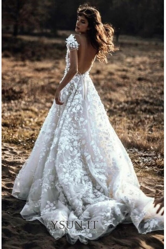 Abito da sposa Romantici Senza Maniche V-Scollo Autunno Naturale A-Line - Pagina 2