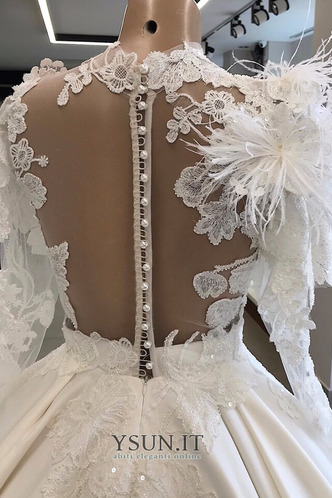 Abito da sposa Autunno Applique Treno della corte Lusso Shiena Sheer - Pagina 4