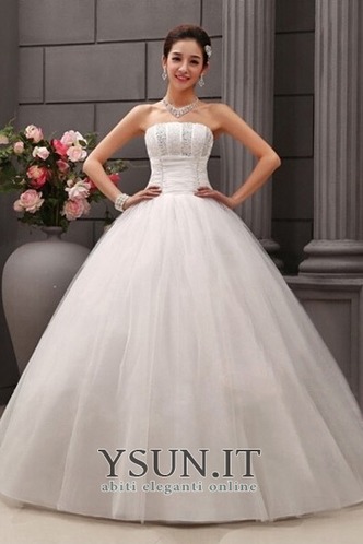 Abito da sposa Senza Maniche Tulle Perline Formale Ball Gown Naturale - Pagina 1