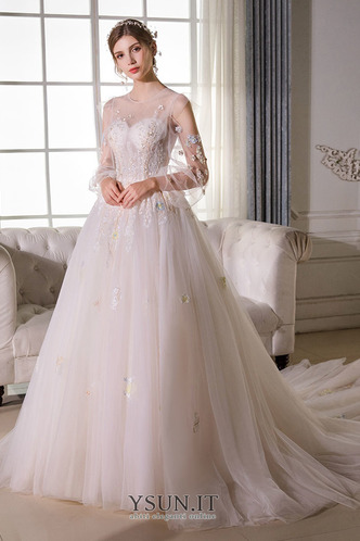 Abito da sposa Tipo standard Caduta Illusione maniche Tulle Naturale - Pagina 1