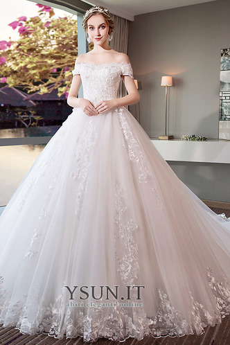 Abito da sposa Super Maniche Corte Fuori dalla spalla Tulle Pizzo Overlay - Pagina 1