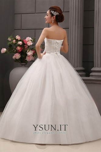 Abito da sposa Senza Maniche Tulle Perline Formale Ball Gown Naturale - Pagina 3