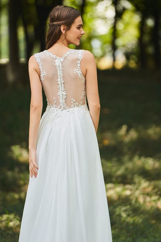 Abito da sposa Magro Schiena Nuda Oscillare A-Line Chiffon V-Scollo - Pagina 5