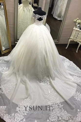 Abito da sposa Quanto Fuori dalla spalla Lungo Maniche Lunghe Tulle - Pagina 3