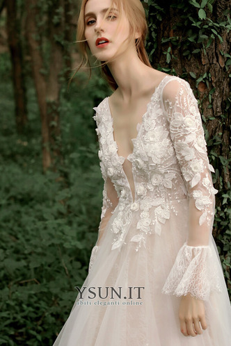 Abito da sposa Romantici Schiena Nuda Tipo standard Scollo a v V A-Line - Pagina 5