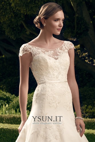 Abito da sposa Pizzo Bassa Lungo Maniche Corte Cappellini Bateau - Pagina 3