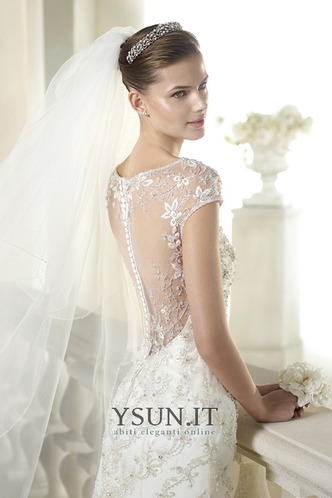 Abito da sposa Con Velo Gonna lunga Primavera Shiena Sheer tessuto - Pagina 3