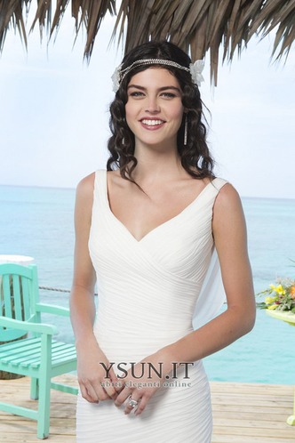 Abito da sposa Senza schienale Lungo Chiffon V-Scollo Naturale Primavera - Pagina 3