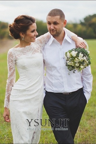 Abito da sposa Pizzo Tubino in pizzo Maniche Lunghe Primavera Quanto - Pagina 1