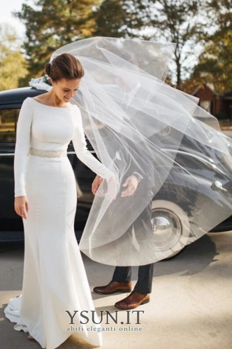 Abito da sposa Fuori dalla spalla Breve treno Naturale Perline Eleganti - Pagina 1