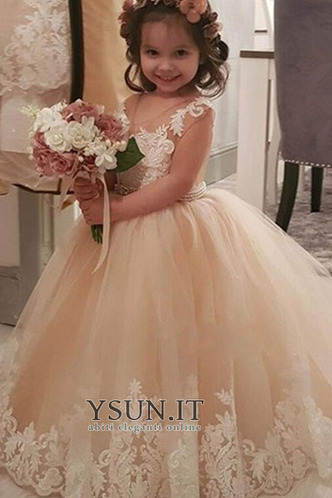 Abito cerimonia bambina A-Line Piccola t Lace Coperta Lungo Tulle stravagante - Pagina 1