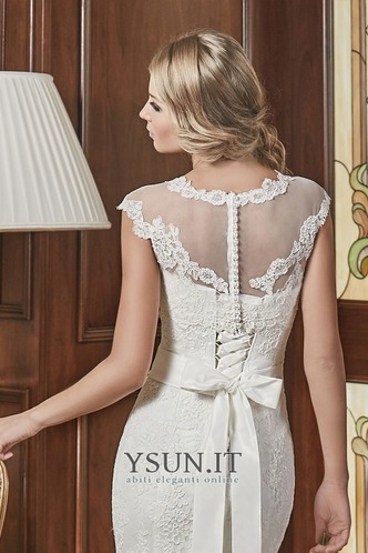 Abito da sposa Pizzo Gioielli di cristallo Allacciato Naturale Con Giacca - Pagina 4