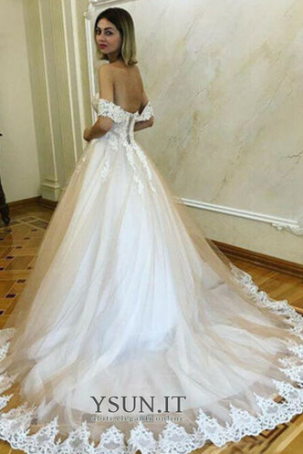 Abito da sposa Senza Maniche Naturale A-Line Applique Autunno Chiesa - Pagina 2