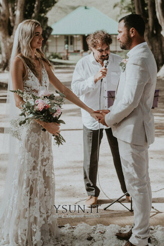 Abito da sposa Naturale Tulle Treno di spazzata Schiena Nuda Applique - Pagina 8