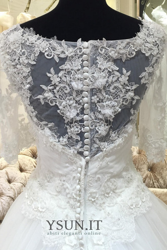 Abito da sposa Chiesa Shiena Sheer Raso Quanto Maniche a 3/4 A-Line - Pagina 4