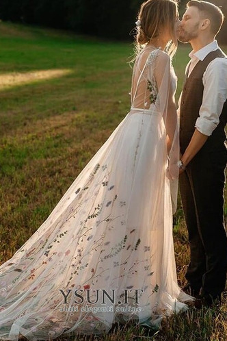 Abito da sposa Treno di spazzata Spiaggia Schiena Nuda Romantici A-Line - Pagina 3