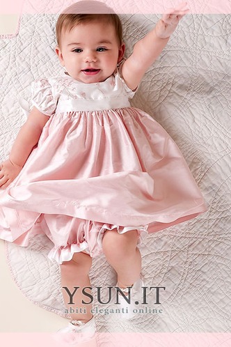 Abito cerimonia bambina Piccola t linea di tè lunghezza Applique ricamo alta vita/cintola - Pagina 2