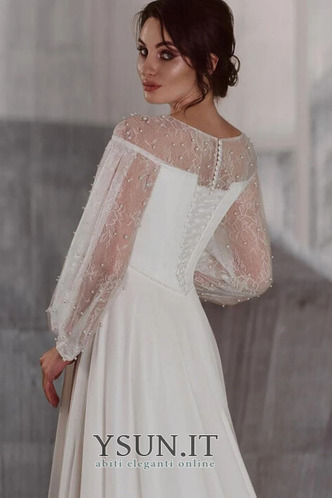 Abito da sposa Chiffon Quanto Piccola t Perla Maniche Lunghe Naturale - Pagina 3