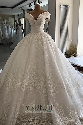 Abito da sposa Organza Formale Senza Maniche a linea Omerale Festoni - Pagina 1