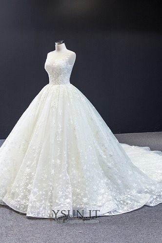 Abito da sposa Corpo a mela Festoni Formale Naturale Bateau Tulle - Pagina 6