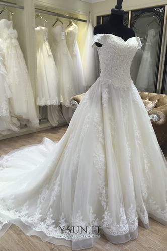 Abito da sposa Primavera bordo tornito Pizzo francese Formale Maniche Corte - Pagina 3