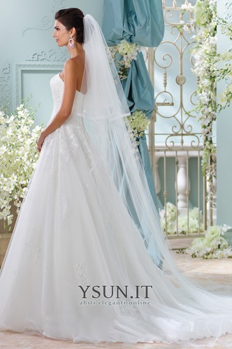 Abito da sposa Pizzo Applique Senza Maniche Formale Con Velo A-Line - Pagina 2
