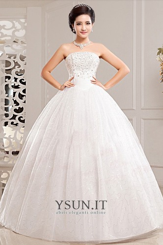 Abito da sposa Primavera Chiesa Basque Vita senza spalline Lungo Ball Gown - Pagina 1