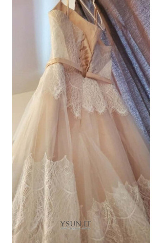 Abito da sposa Tulle Non Specificato a linea Treno di spazzata Naturale - Pagina 5