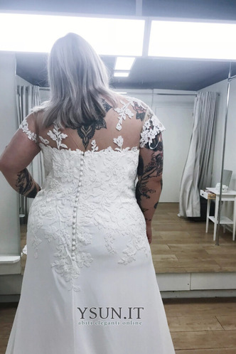 Abito da sposa Pizzo Caduta abbondante Lace Coperta Cappellini Corpo a mela - Pagina 3